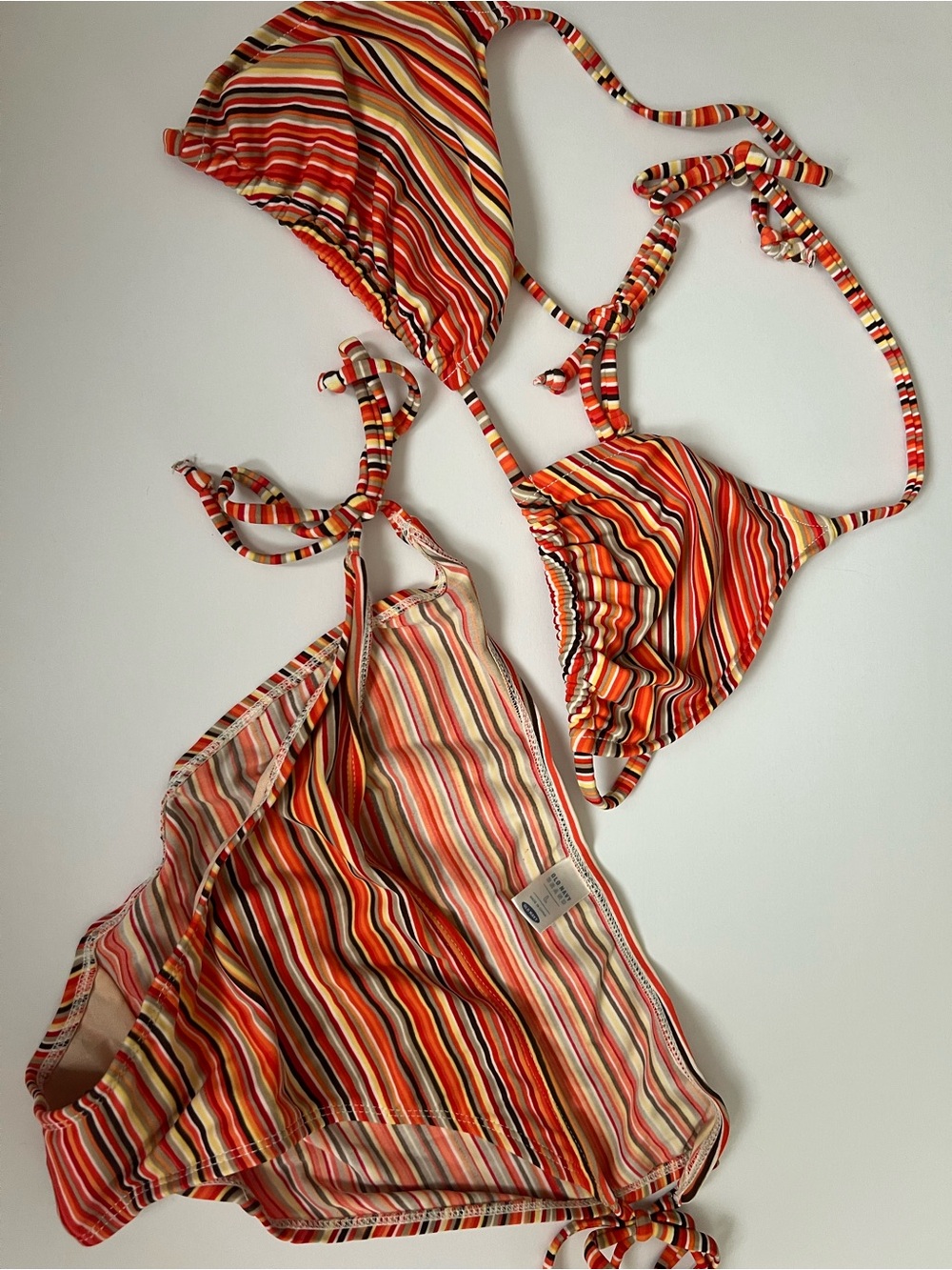 Old Navy Striped Orange Red Yellow Bikini Set